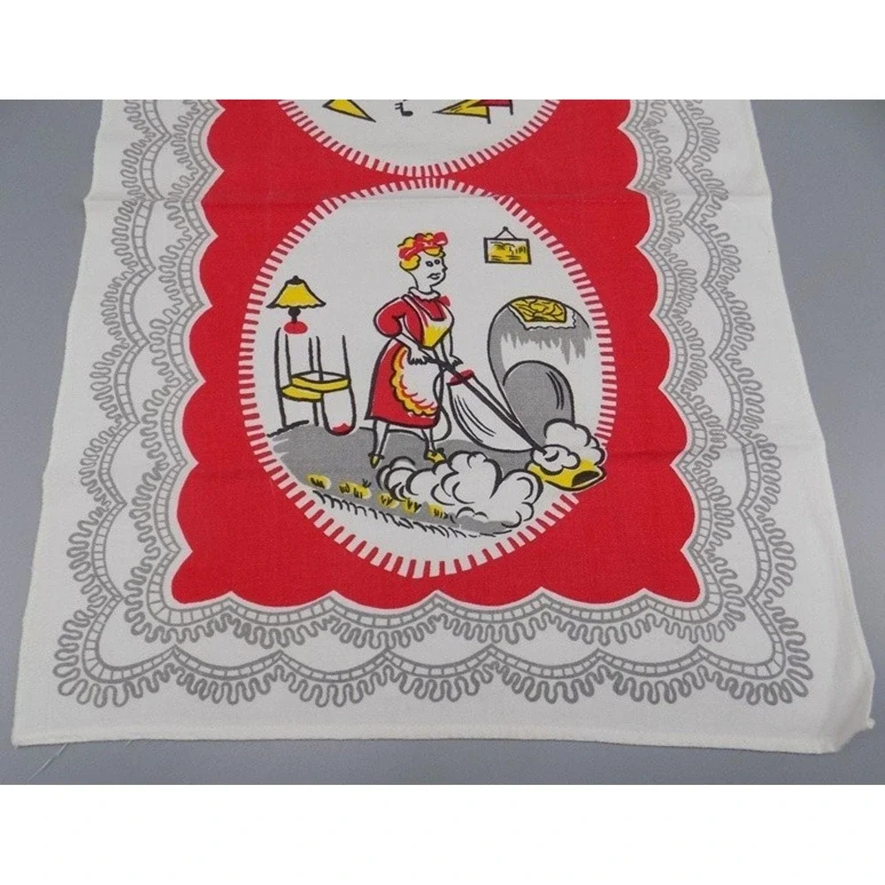Married Life 50's Funny Tea Towel Husband & Wife Comic Housework Linen